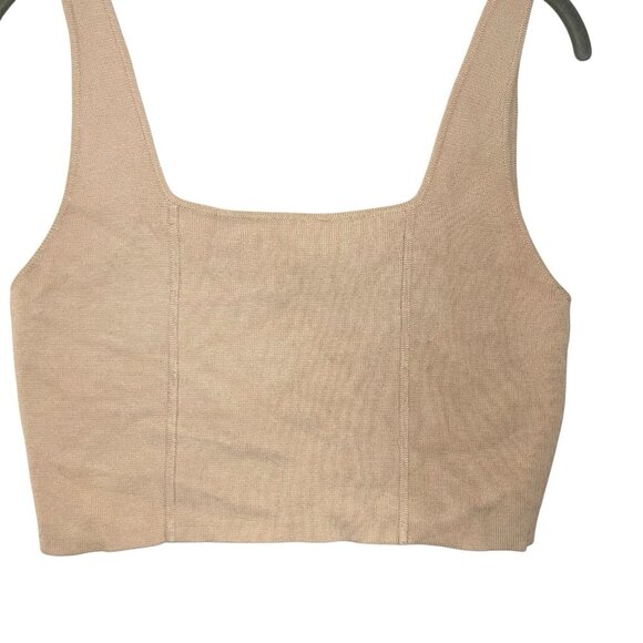 House of‎ Harlow 1960 Womens XS Stretch Ribbed Knit Crop Top Square Neck Tan - Picture 3 of 5